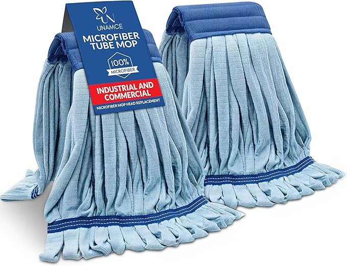 2 Pack - Replacement Heavy Duty Microfiber Mop Head | Robust, Blue, Machine Washable, Extra Absorbent, Extra Large, for Industrial, Commercial & Floor Cleaning - Hardwood, Tile, Laminate, Vinyl Floors