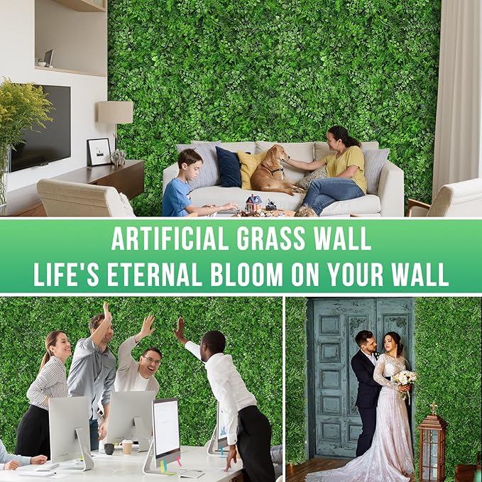 20"x20" Artificial Hedge Grass Wall, 6PCS Boxwood Panels, Greenery Backdrop Panles, UV Protected Privacy Fence Screen, Green Wall Decor for Outdoor Indoor Wedding Décor