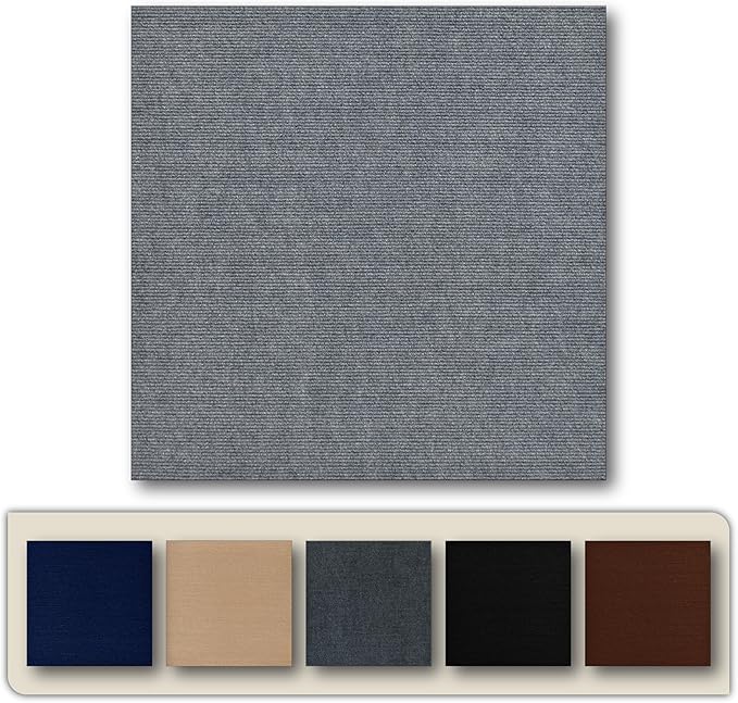 Self-Adhesive Carpet Floor Tiles (20 Pcs) – 12” x 12”, Peel and Stick Square Tiles for Easy Installation, Durable Flooring, Ideal for Home, Office, or Basement Use