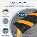 1 Pack 6FT Speed Bumps for Road, Heavy Duty 25,000 Lbs Capacity Traffic Rubber Speed Humps with 2 Channel Floor Cord Cover for Asphalt Concrete Gravel Driveway Road Cable Protector Ramp