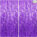 2 Pack Foil Curtain Backdrop Purple Metallic Tinsel Foil Fringe Curtains Photo Booth Props for Birthday Wedding Engagement Baby Shower Bachelorette Christmas Holiday Celebration Party Decorations