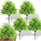 4 Artificial Boston Fern with Integrated Ground Stake 24'' Realistic UV Resistant Faux Plant with Spike for Indoor Outdoor Garden Yard Spring Summer Wedding Decoration