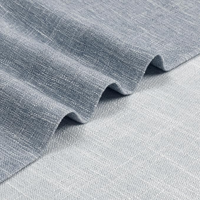 Vision Home Pinch Pleated Blue Semi Sheer Curtains Textured Light Filtering Window Curtains 72 inch for Living Room Bedroom Rayon Blended Chambray Blue Pinch Pleat Drapes with Hooks 2 Panels 40"Wx72"L