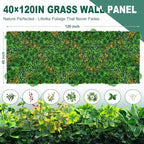 Artificial Grass Wall Panels, 40"x120" (33.33 sqft) Boxwood Wall Roll with Tropical Leaves, Faux Greenery Privacy Fence Screen, Grass Backdrop for Outdoor Indoor Garden Birthday Wedding Decor
