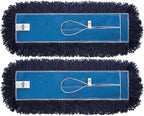 Nine Forty 2-Pack 24-Inch Premium Nylon Dust Mop Replacement Head - Heavy Duty Refill for Industrial, Commercial, and Residential Cleaning - Dry Floor Duster for Hardwood Surfaces - Blue (2-Pack)