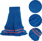 Matthew Cleaning Microfiber String Mop Heavy Duty Commercial Wet Mop Head Replacement,Excellent Absorbency,Premium Launderability,Reusable for Home,Commercial and Industrial Use(Blue,3Pack)
