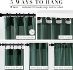 XTMYI Dark Green Curtains for Bathroom Set Decor,Linen Sheer Leaf Green Boho Curtains for Kitchen 63 Inch Length 2 Panels,Deep Pine