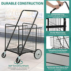 YITAHOME Heavy-Duty Jumbo Folding Shopping Cart with Wheels, Super Large Double Basket Grocery Cart, Collapsible Utility Cart for Shopping, Groceries, Laundry & Storage (Portable & Sturdy)