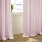 Pinch Pleat Light Pink Semi Sheer Curtains 108 Inches Long for Girls Bedroom Living Room Light Filtering Pleated Linen 108 Inch Curtains Drape Window 2 Panels Set Pink Blush Babys Nursery