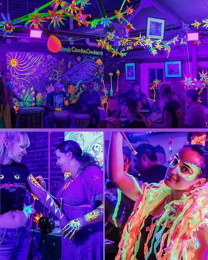 100W LED Black Lights IP66 Waterproof Black Light Outdoor with 5.9ft Plug+Switch,Flood Blacklight for Halloween Glow in The Dark Party Stage Light Neon Glow Birthday 2 Pack