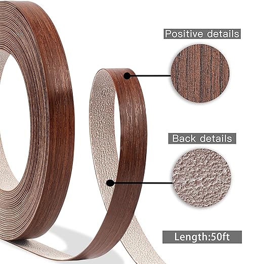 GSCIT Club Cherry Edge Banding, 3 inch x 50ft roll of Veneer Edge Banding -Pre-glued Flexible, Wood PVC Tape Banding for Cabinet Repair Furniture Restoration