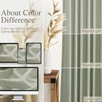 Sage Green Boho Curtains for Bedroom Back Tab Rod Pocket Semi Sheer Linen Curtains 90 Inches Long 2 Panel Set Light Filtering Neutral Green Farmhouse Curtain for Living Room 40x90