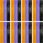8 Pack Halloween Decorations Indoor, 3.28 FT x 7.05 FT Party Streamer, Orange Purple Black Streamer Backdrop Fringe Curtains Foil Tinsel, Halloween Party Supplies Hanging Halloween Decor