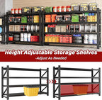 Set of 2 48" Wide Heavy Duty Garage Shelving Units,3000LBS 24 Deep Storage Shelves,Metal Garage Shelves,Large Storage Rack,Steel Shelf,Industrial Shelving for Shop,Warehouse,48" W x 24" D x 70" H