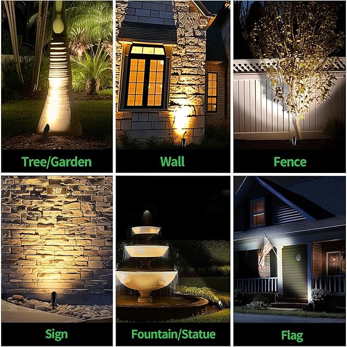 Black Outdoor Landscape Spotlights, LED Low Voltage Spot Light, Modern IP65 Waterproof Aluminum Fence Light for Yard Home Wall with 5W MR16 Bulb 4000K 8 Pack