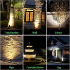 Landscape Lighting Low Voltage Kit, with 8 Pack Black Spotlight and 100W Transformer and 100FT Cable and 30 Wire Connectors, Aluminum Outdoor Lights for Garden Flag Wall Patio