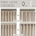 Warm Beige Linen Curtains 102 Inches Long 2 Panels for Living Room Thick Linen Flax Cloth Pinch Pleated Memory Trained Back Tab Light Filtering Semi Sheer Curtain with Hook Rings Sand Cream Neutral