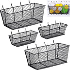 Sieral 4 Pcs Black Pegboard Baskets Metal Wire Shelf Baskets Peg Board Organizer Accessories Wall Mount Organizer Attachments for Garage Workbench Various Tool Accessories, 2 Sizes (Small, Large)