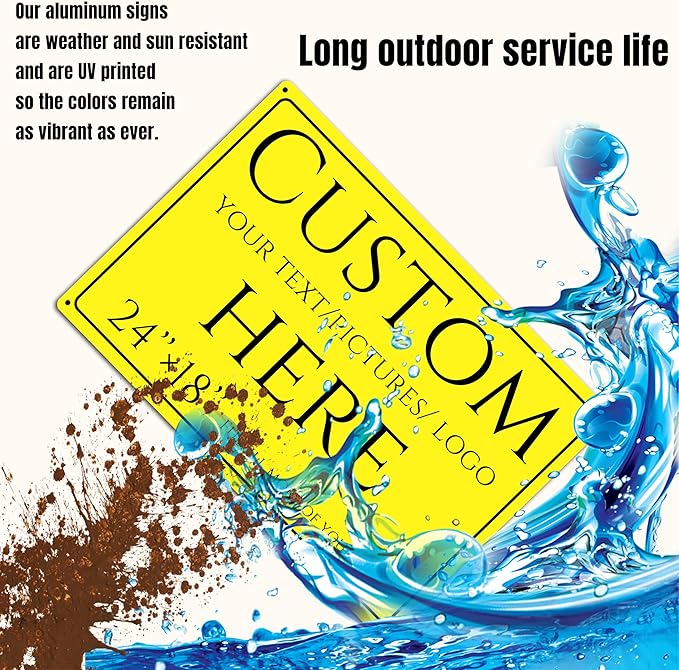Custom Signs Outdoor Metal, personalized metal sign，Reflective，night visibility，Aluminum Weatherproof Metal Sign Multiple Sizes, Customize for Office, Business, Workplace, office, Home, Delivery Signs(24*18 Inch)