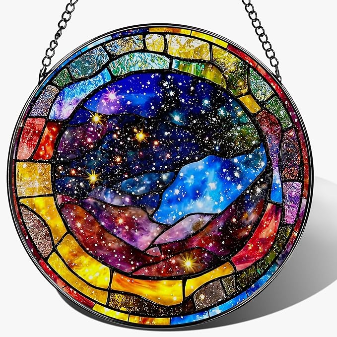 Space Milky Way Ornament, Stained Glass Suncatcher, Stained Glass Window Hanging & Decor, Galaxy Indoor Decor, Christmas Ornament, Gifts for Astronomy Lovers, Sci-Fi Fans, Christmas, Birthday