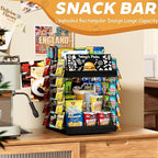 Chip Rack Display Stand, 6 Tiers 50 Clips Snack Organizer, 360° Rotating Wood Base Candy Display Rack, Portable Retail Display Shelf for Countertop, Office, Store, Kitchen, Party