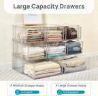 Vtopmart 2 Pack 18QT Clear Stackable Storage Drawers,Easily Assemble Closet Organizers,Plastic Storage Bins for Bathroom,Cabinet,Kitchen Pantry,Under Sink Organization(Medium)