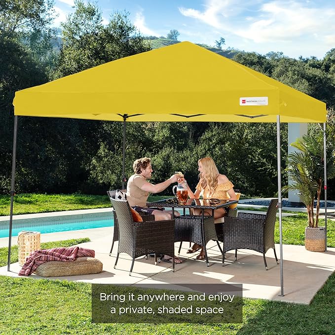 Best Choice Products 10x10ft 1-Person Setup Pop Up Canopy Tent Instant Portable Shelter w/ 1-Button Push, Case, 4 Weight Bags - Yellow