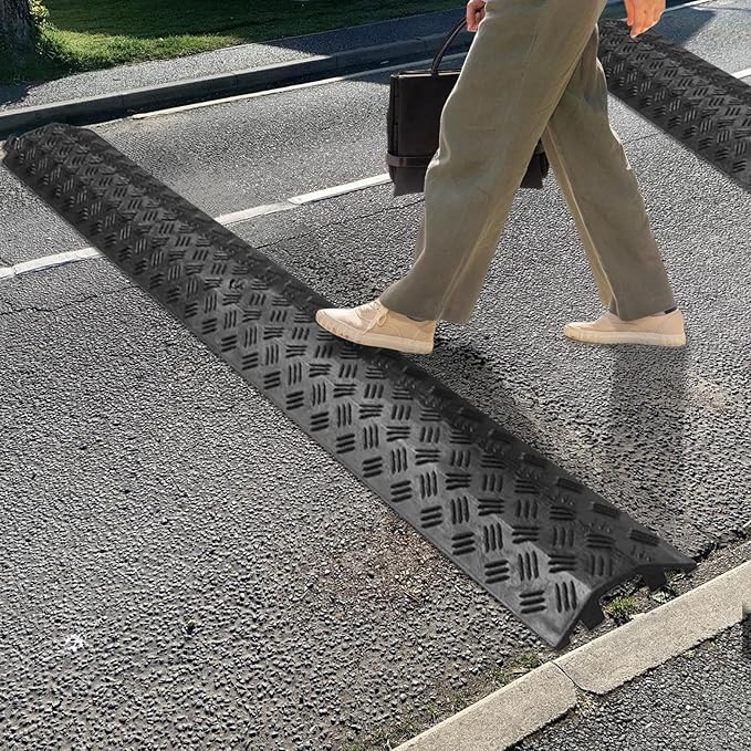 Cable Ramp Traffic Protector - Outdoor Drive Over Speed Bump | Protective Cover for Driveway, Garage, Garden, Sidewal Walkway Gravel Asphalt and Parking Areas