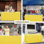 HolidayIdeas Open Back Fitted Tableclothss for 4 Foot Rectangle Table, Wrinkle Resistant Washable Table Covers 24x48 Inch for Craft Fairs, Banquets, Trade Show Display, Yellow,4 Pcs