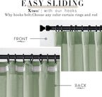 XTMYI Sage Green Sheer Curtains 63 Inch Length for Living Room,Boho Rod Pocket Light Filtering Linen Semi Transparent Bedroom Curtains Drapes 63 Inches Long 2 Panels Set for Bathroom Window Kitchen