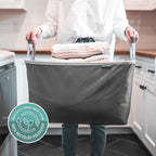 CleverMade Collapsible Laundry Basket Hamper - Denim Shadow Gray 2-Pack 60L - Space Saving Storage Organizer with Handles Foldable Home Organization