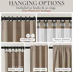 RustBrown Black Out 92 Inch Long Boho Curtains 2 Panel Set, Farmhouse Curtains for Living Room Darkening/Thermal/Noise Reduction Textured Flax Linen Drape Hook&Ring Included Chocolate 50"x92"