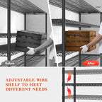 3200LBS Storage Shelves Wire Shelving with Wheels,Adjustable Garage Shelving Heavy Duty Steel Metal Shelving Unit Shelf Rack for Warehouses,Garage,Kitchen,School,Commercial,73" H X 60”W X 18" D