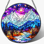 Stained Glass Window Hanging, Pauyadu 8 Inch Night Court Sun Catcher, Stained Glass Suncatcher Ornament, Suncatchers for Windows Hanging, Starlight Lover Gift, Gifts for Women, Friend, Lover