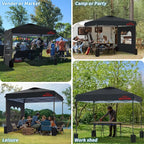 10x10 Pop Up Canopy with Sidewalls, Easy Up Canopy Tent, Heavy Duty Tents for Parties, One Person Set Up Event Tent, Black