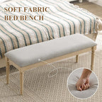 46'' French Country Entryway Bench Wooden Linen Fabric Upholstered Seat Dinng Bench with Nailhead Trim for Hallway End of Bed, Grey