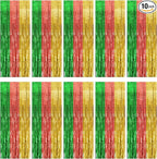 10 Pack Hawaii Party Backdrop Decorations Vibrant Summer Streamers Foil Fringe Curtains Metallic Tinsel Backdrop for Birthday Graduation Baby Shower Christmas Beach Holiday Party Decors