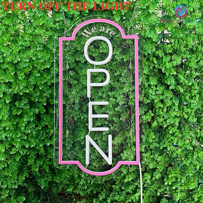 Vertical open sign Vertical Open Led Sign Neon Sign business window light vertical open signs for business (Mix color 2 LARGE SIZE 35x19")