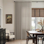 Nanspring Grey Beige Linen Curtains 96 Inches Long for Living Room Simple Modern Luxury Light Filtering Semi Sheer Curtain Back Tab Flax Boho Neutral Gray Drapes for Bedroom Office 52x96, 2 Panels