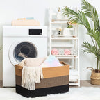 MINTWOOD Design 22in Extra Large Blanket Basket Holder for Living Room, Rectangle Rope Woven Storage Bin with Handles for Laundry, Pool Towels, and Shoes, Dog Toy Box Organizer, Black Jute