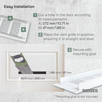 Vent Systems 11.81 x 2.36 (Outer Size) Air Supply Ventilation Grille - White Aluminum Rectangle Intake/Exhaust Door Vent Deflector - HVAC for Home Improvement Floor, Wall Duct Cover