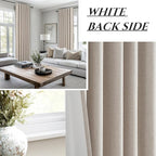Grey Flax Extra Long Curtains 120 inch Length 2 Panels Set, Hook Belt&Rod Pocket White Backing Beige Taupe Thermal Living Room/Bedroom/Sliding Door Linen Blackout Window Summer Drapes (50"Wx120"Lx2 )