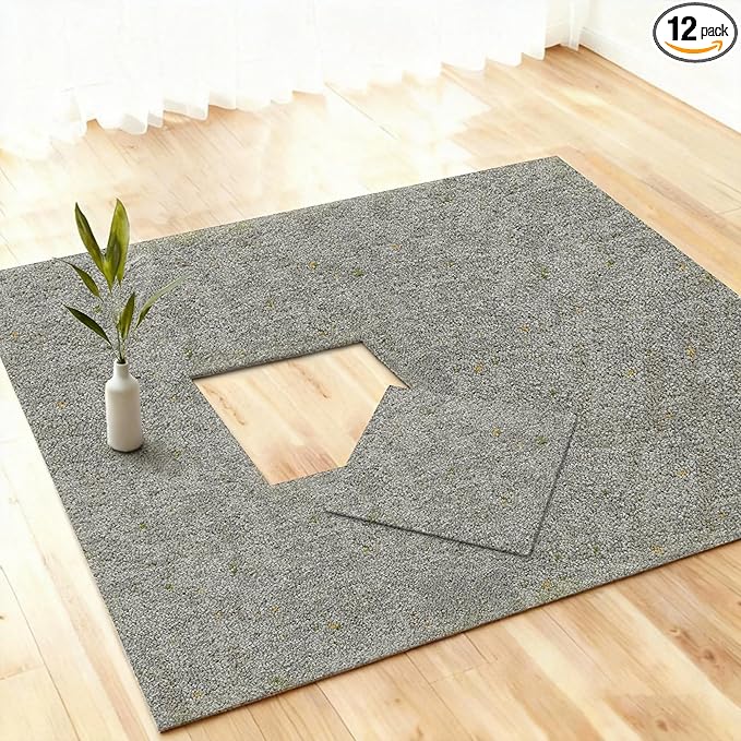 jxgzyy Soft Carpet Tiles 20×20 Inch, 0.38'' Padded Carpet Squares, Non-Adhesive Carpet Flooring with Textured Silicone Back, Easy DIY Soft NylonTiles for Home Gym, 12 Pcs/32.3 Sqft