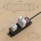 Wall Mount Power Strip,Flat Plug Power Strip with Switch,6ft Extension Cord,4 Outlets, Flexible Installation for Home, Office,and School,ETL Listed,Black (6ft,4 outlets)