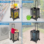 Mount-It! Mesh Rolling Utility Cart, Folding and Collapsible Hand Crate on Wheels, 55 Lbs Capacity