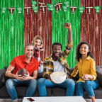 2 Pack Football Party Decorations, 3.28 FT x 7.05 FT Tinsel Backdrop, Brown Green Foil Fringe Curtains Metallic Party Streamer, Football Party Supplies Game Day Decorations 2025
