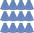 Onesimus 28 oz Heavy Duty Mop Head Replacement, 5 Inch Headband for Quick Change Handle, Blue Loop-End Cotton Blend String Wet Dry Floor Mop Refill, X-Large Size, Case Pack of 12 Pcs