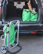 GreenCart Lightweight Cart with Reusable and Foldable 3 Bags Easy for Shopping and Carrying Groceries in Store (Black Frame + 3 Green Baskets)