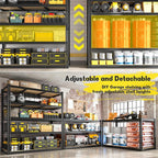 48" W Garage Shelving Heavy Duty 3200LBS Garage Storage Shelving, 5 Tier Adjustable Metal Shelving Unit Utility Rack Shelf for Warehouse, Pantry, Closet, Kitchen 72" H x 48" W x 24" D, Black