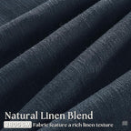 Extra Long Navy Linen Curtains 120 Inches Long Dark Blue Indigo Farmhouse Modern Curtain Light Filtering Semi Sheer Back Tab Pinch Pleat Curtain for Tall Ceiling Living Room Bedroom 2 Panels